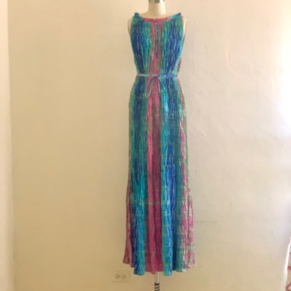 Sold | Calypso colorful plisse maxi dress . Size small - Picture 10 of 10